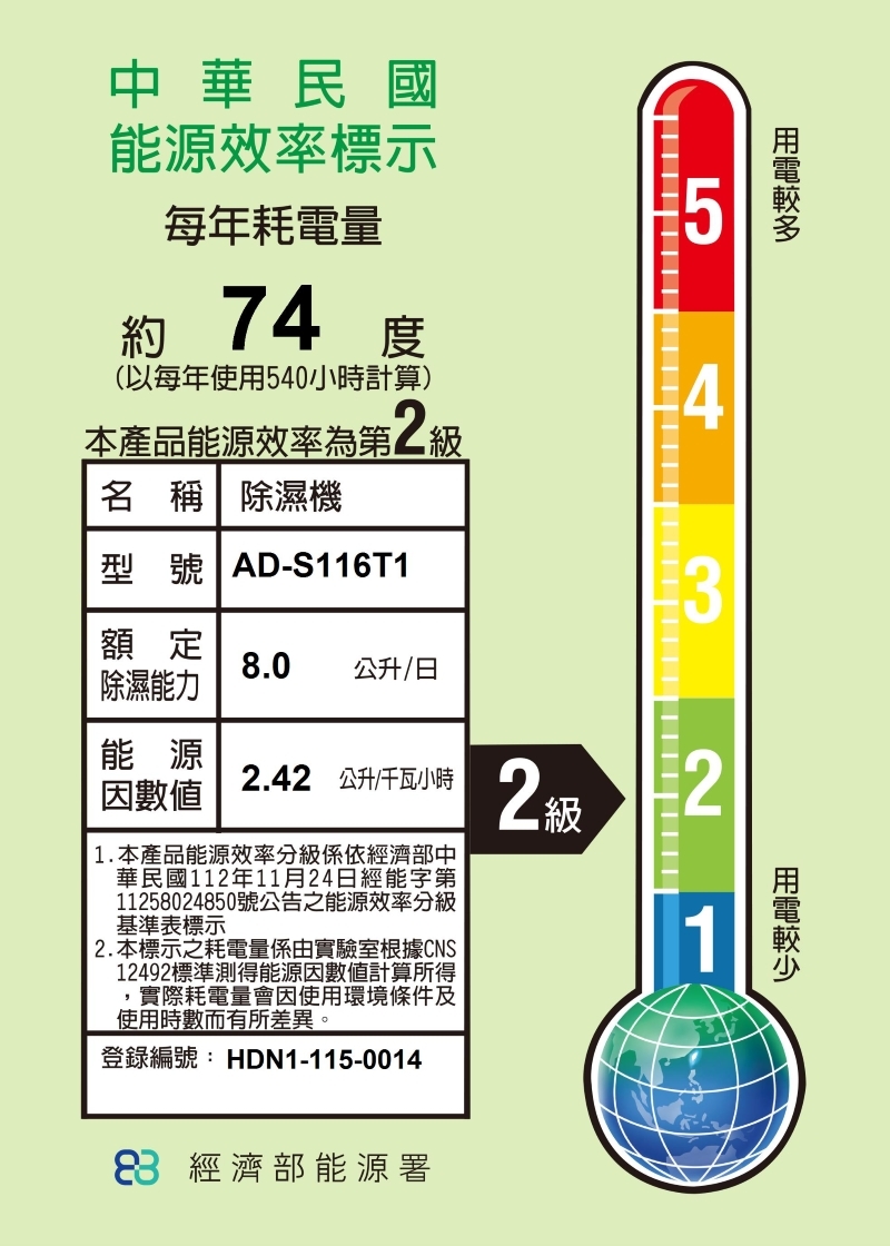 聲寶 AD-S116T1 除濕機 8L/日 銀離子前置濾網 13段濕度設定 7公升大水箱設計