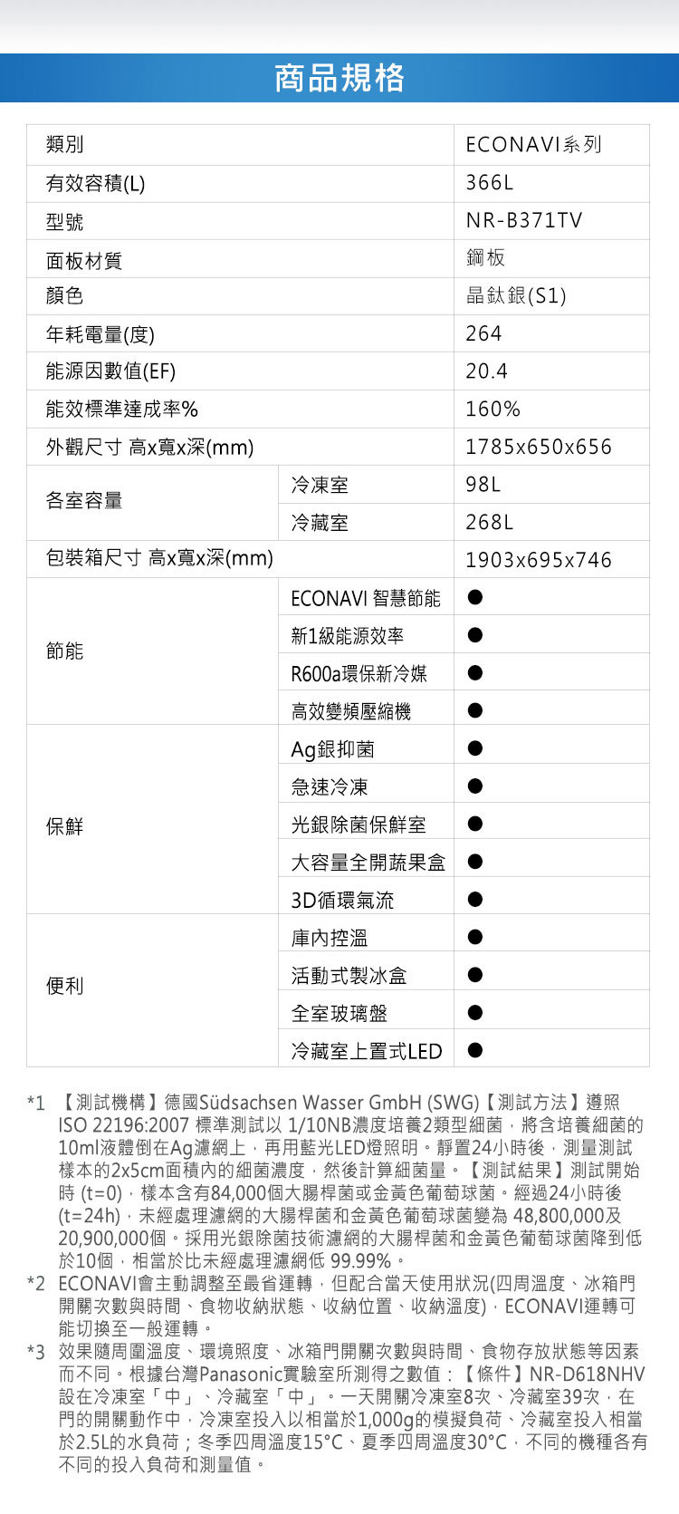 國際 NR-B371TV 冰箱 366L 2門 雙門 變頻 冷凍大空間