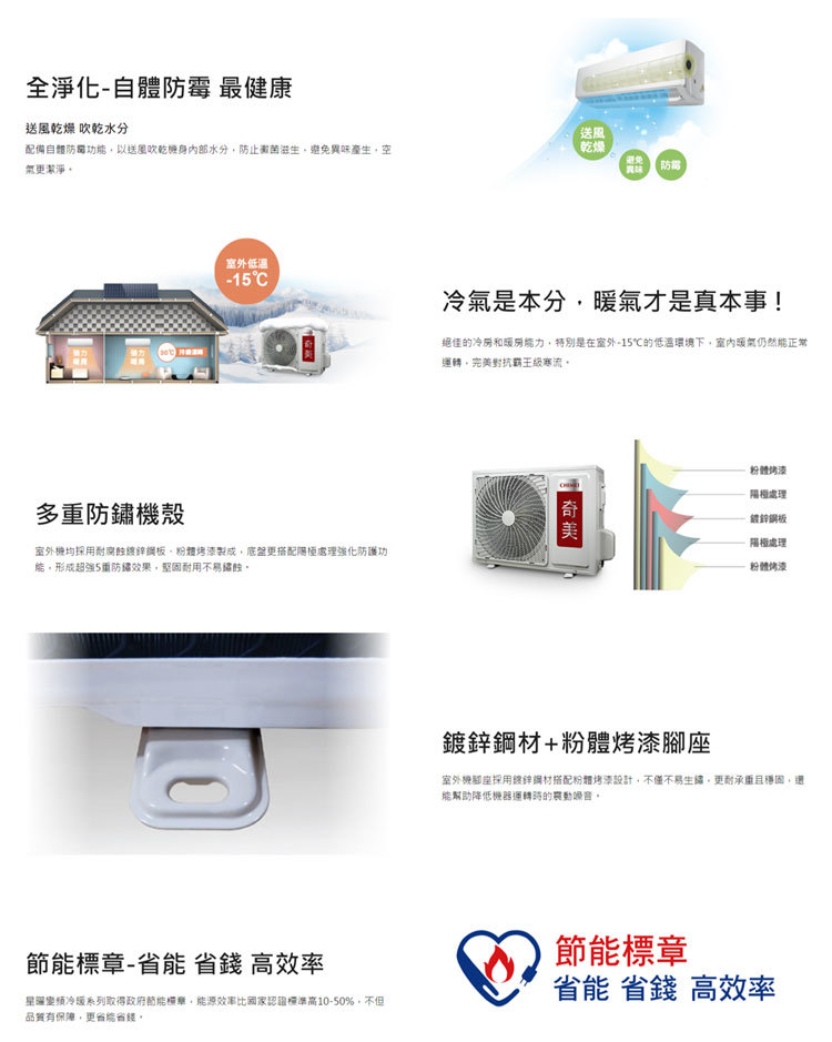 奇美 RC-S50HA1 7坪適用 星雅變頻系列 冷暖冷氣 RB-S50HA1