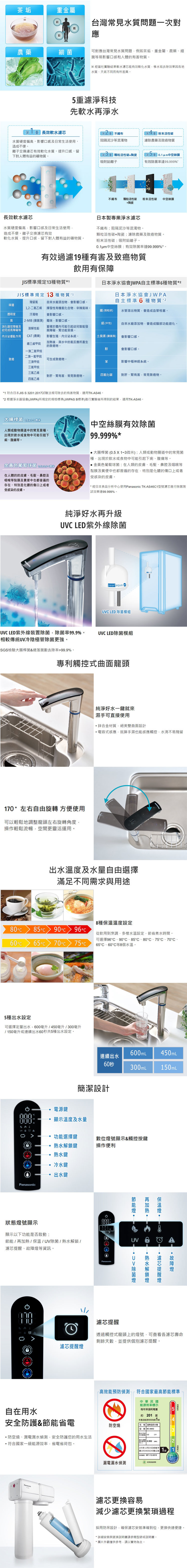 國際 NC-ANX2-SET UV觸控式冷熱飲水系統 專利觸控式曲面龍頭 台灣製 濾芯專業提醒