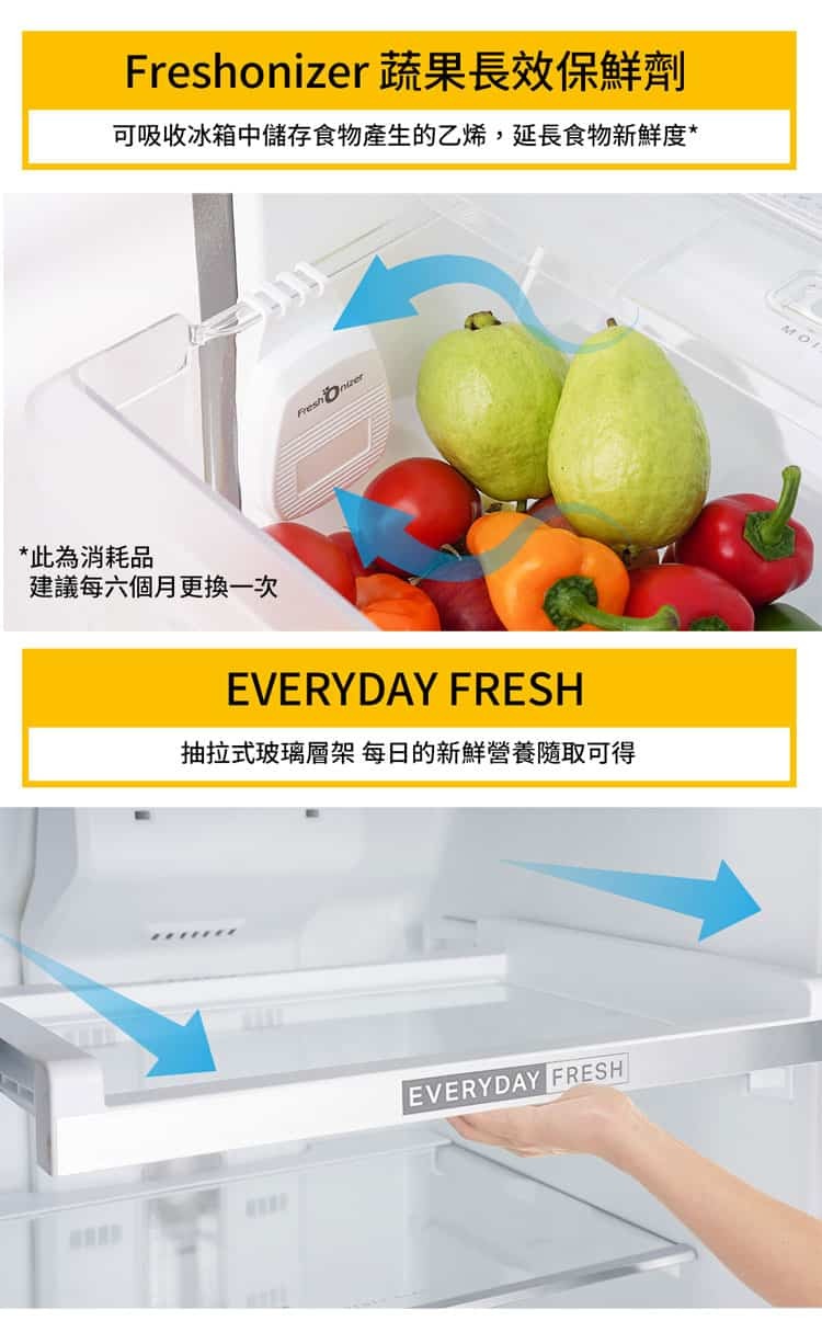 惠而浦 WTI3100A 變頻冰箱 雙門 310L 一級能效 Intelli Sense 太空銀