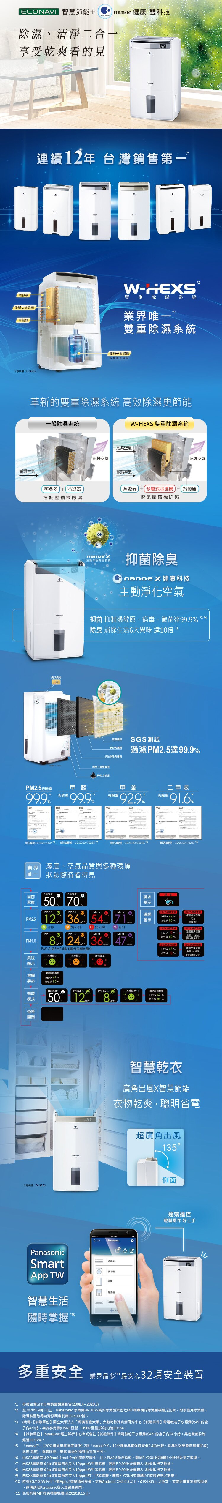國際 F-Y26JH 清淨除濕機 13L/日 W-HEXS雙重除濕系統 nanoe™ X 健康科技