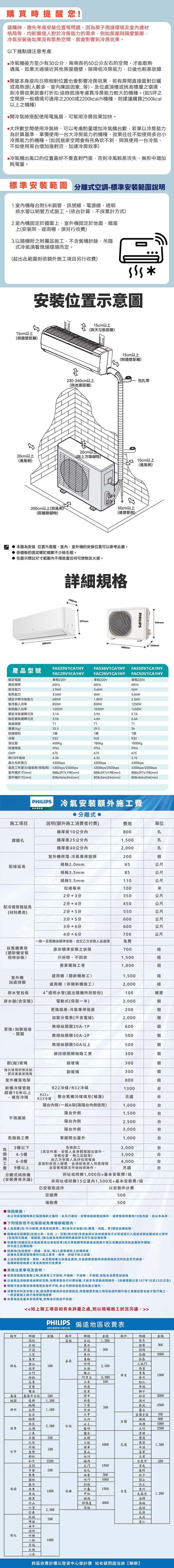 PHILIPS 飛利浦 FAC50V1CA1 Air系列 變頻冷暖 壁掛式空調 FAS50V1CA1