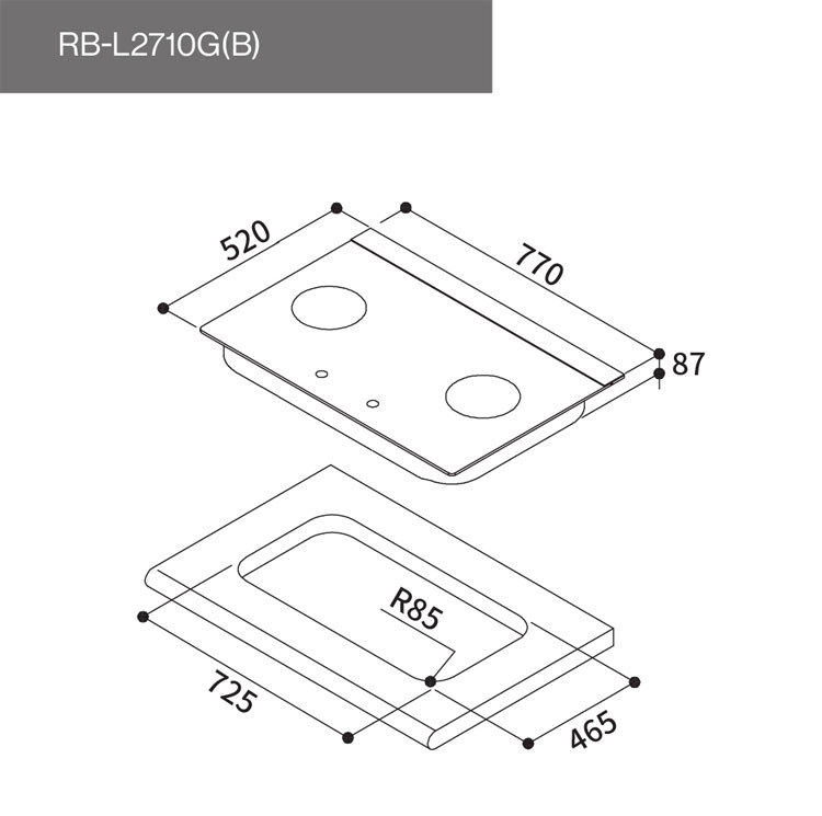林內 RB-L2710G(B) 檯面式彩焱玻璃雙口爐 彩焱系列 安裝與拆除舊機另計
