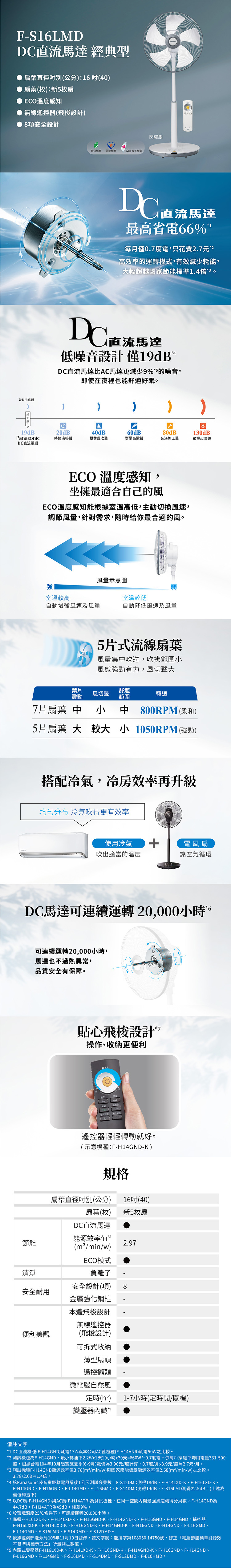 國際 F-S16LMD 電風扇 16吋 DC直流馬達 新5枚扇 閃耀銀