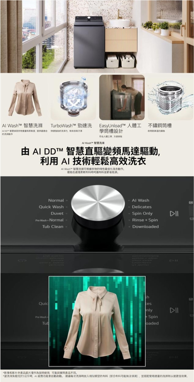 LG樂金 WT-TD16OB 16kg AI DD™ 智慧直驅變頻 直立式洗衣機 EZ 系列 瑪瑙黑