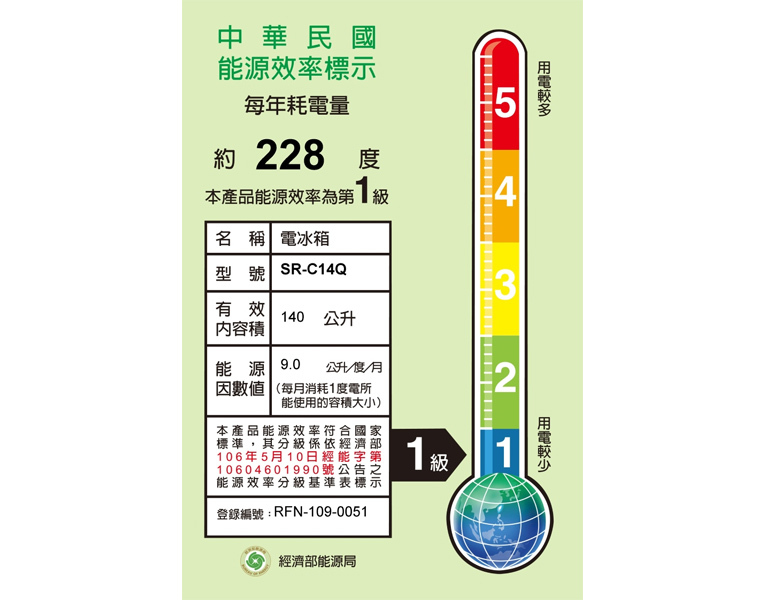 【夏出清】陳列品 聲寶 SR-C14Q(R6) 140公升一級能效定頻冰箱 電冰箱 (紫燦銀)
