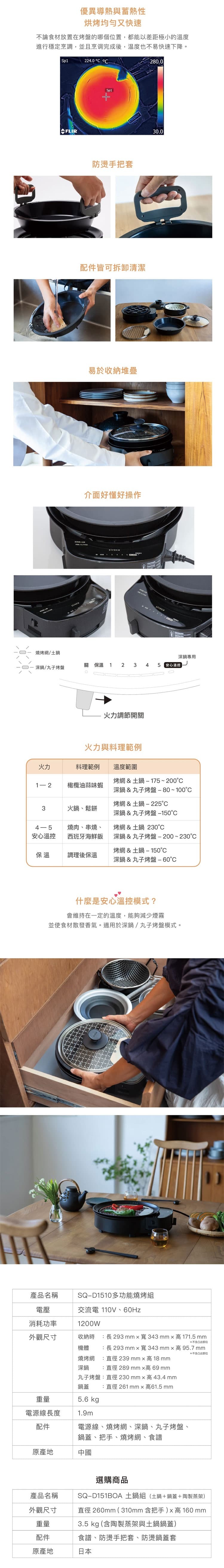 siroca SQ-D1510 多功能燒烤組 黑色