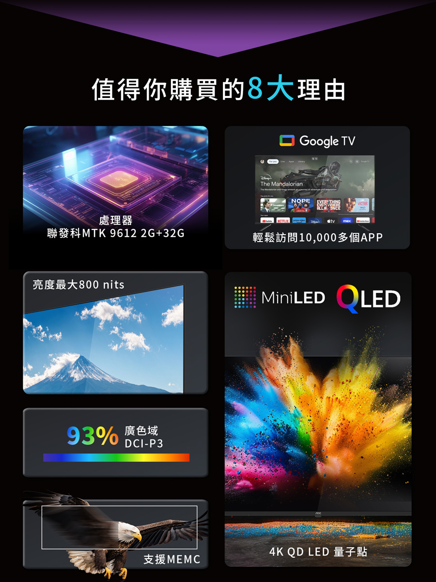 輕鬆成家 惠而浦 洗脫烘滾筒洗衣機10.5kg 日立雙門冰箱260L AOC 55吋GoogleTV