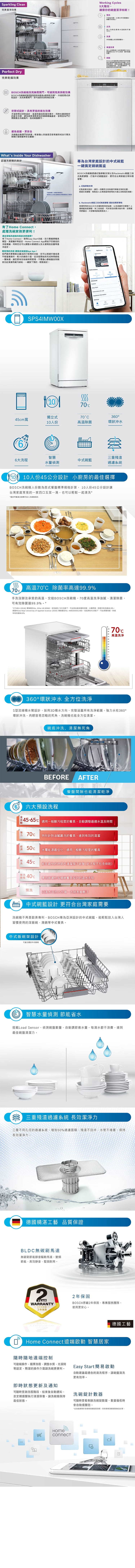 BOSCH 博世 SPS4IMW00X 獨立式洗碗機 10人份 45cm寬 限配送台南高雄 現貨快裝